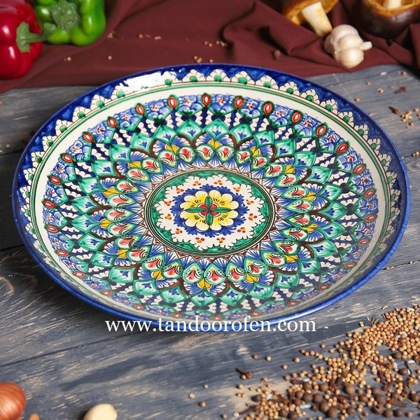 Uzbek ceramic Lagan bowl handwork 32/38/42/47 cm